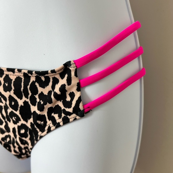 Leopard Print Hot Pink Strappy High Cut Bikini Set - Picture 8 of 10